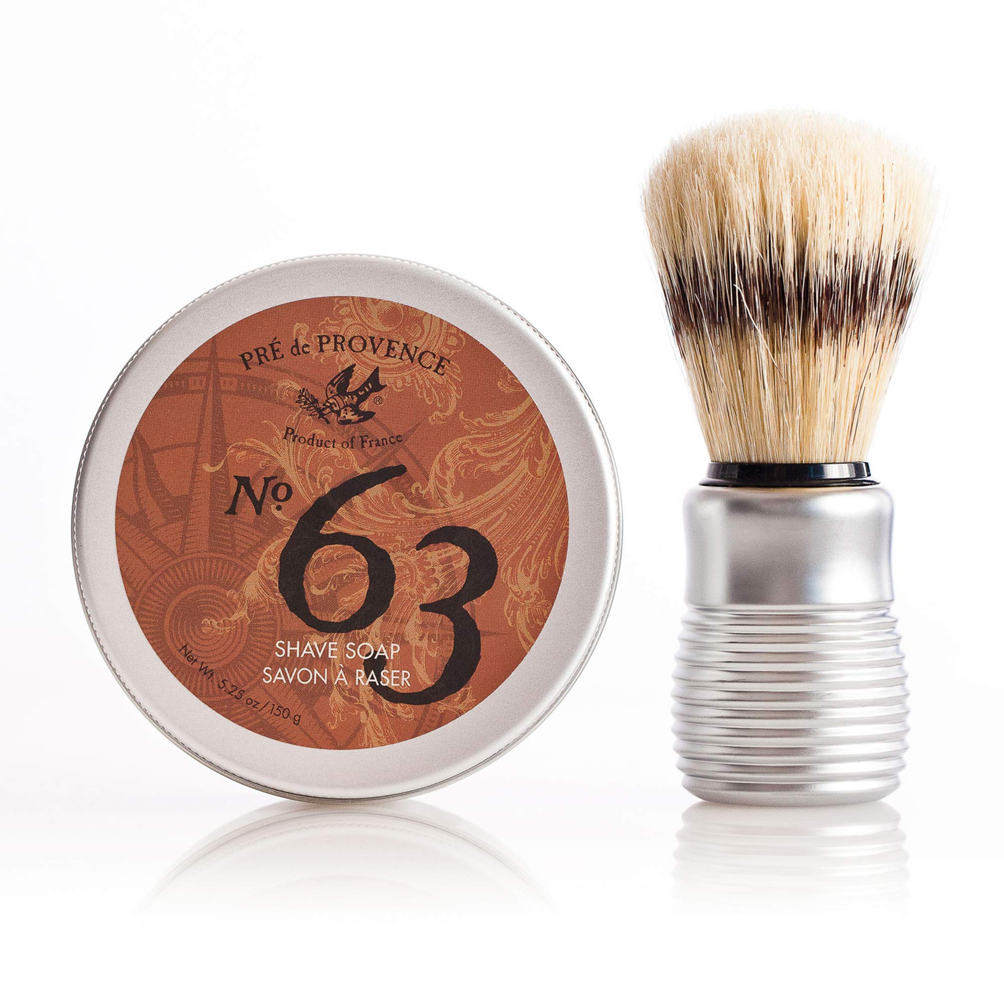 Pre de Provence Men's Boar Bristle Shave Brush with Aluminum Handle for Quick Lather